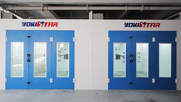 Cabina de pintura de flujo descendente con unidades de aire traseras