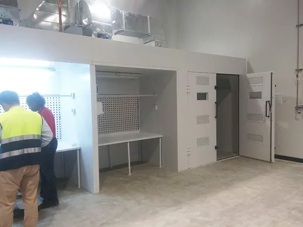 Cabina de pintura abierta de flujo cruzado