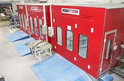 Cabina de pintura de flujo descendente con unidades de aire traseras